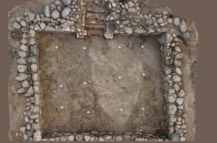 The large cellar was 50 square metres in size. Part of it was probably used to store the collected taxes while the other side was used to store farming equipment. (Photo: Kirsi Pedersen)