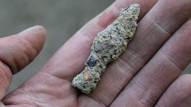 An arrow head from 12th or 13th Centuries is among other items found during the excavation.