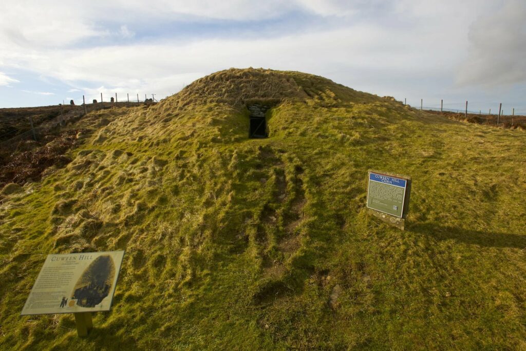 The Cuween Hill chambered cairn. (A cairn is a stone mound that serves as a memorial or landmark.)