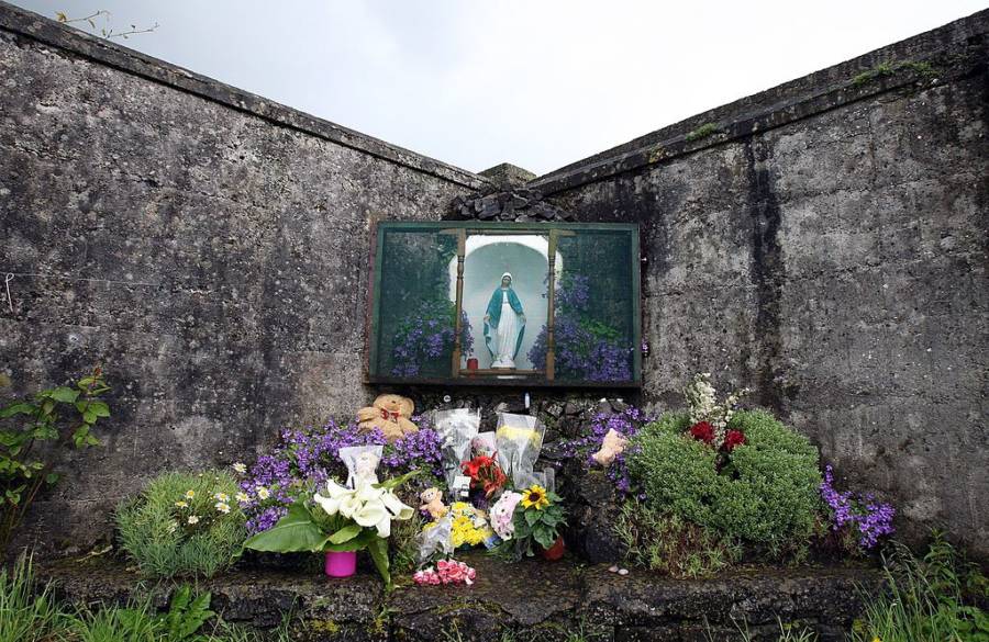 This picture shows a shrine in Tuam, County Galway in memory of the children buried there without a grave.