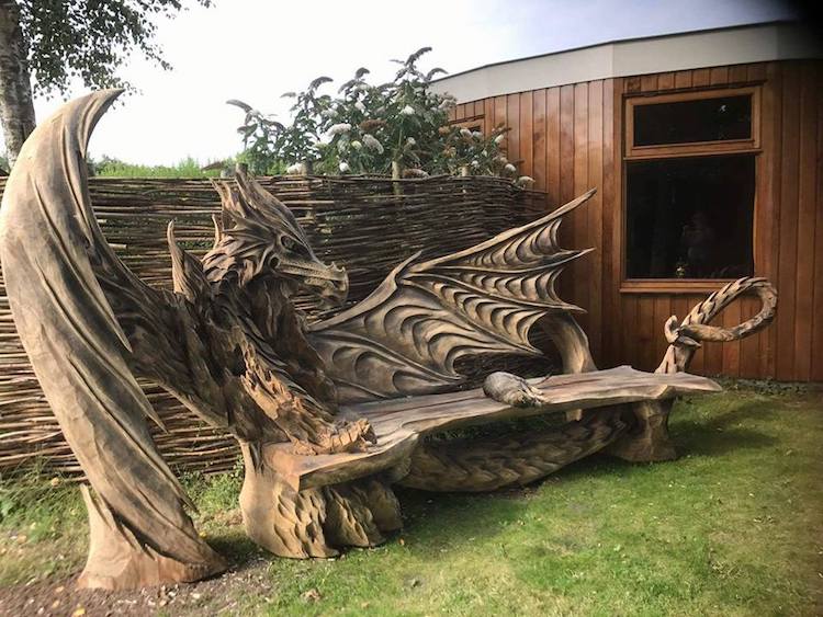 This Fantastical Dragon Bench Was Carved Using A Chainsaw