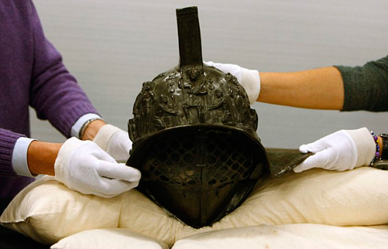 The 2,000-year-old gladiator's helmet discovered in Pompeii's ruins