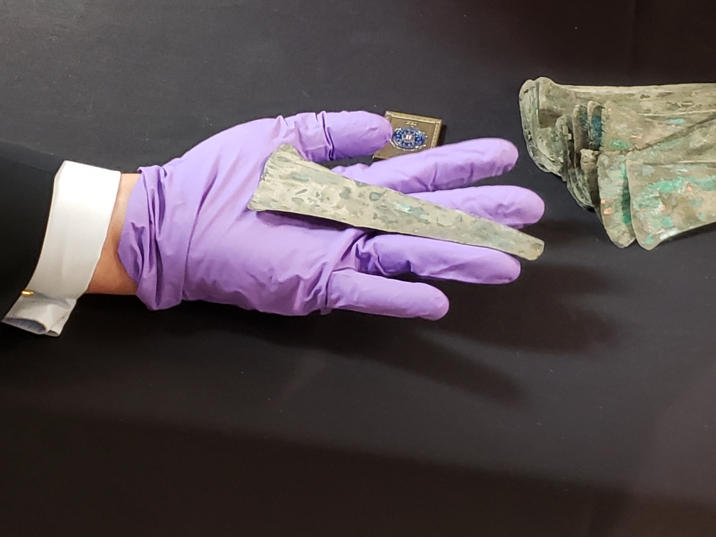 One of the copper coins being returned to Mexico.