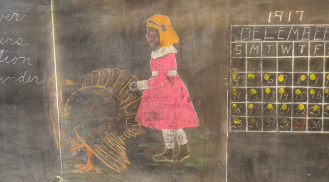 Haunting chalkboard drawings, frozen in time for 100 years, discovered in Oklahoma school