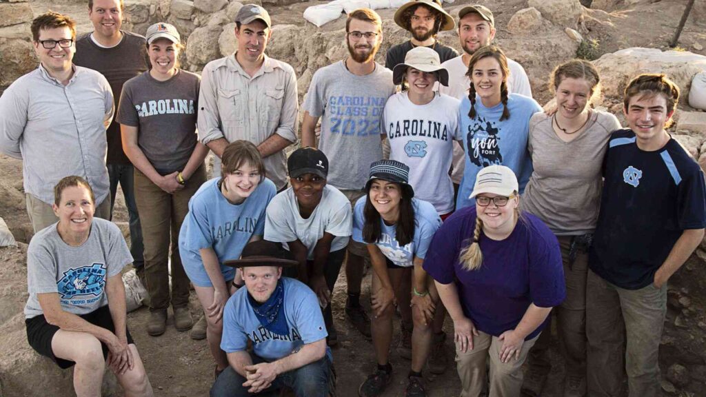 Magness and the archaeological team during the summer 2019 dig at Huqoq.