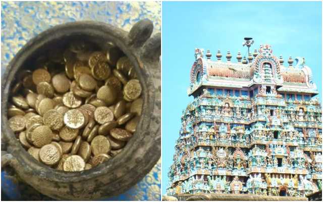 Gold Coin Cache Discovered during renovation work at Jambukeswarar Temple in India