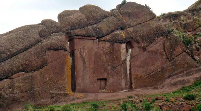 Mysterious Giant Stone Sculpture of Aramu muru north of Chucuito Peru