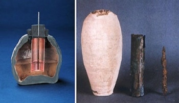 A battery around 200 BC found by the German Archaeologist in 1938.