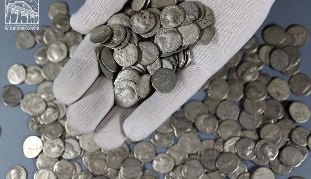 Farmer looking for abandoned antlers stumbles upon largest Ever haul of Roman coins