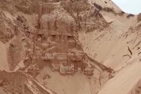 300-year-old temple buried in the sand, excavated in Southeastern India