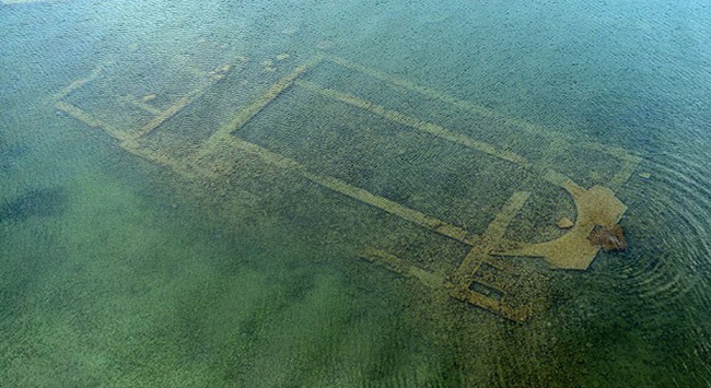 Traces of 5th-century Byzantine basilica were spotted under the water of turkey lake