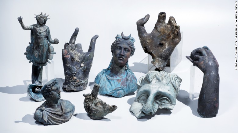 The rare bronze artifacts that were discovered in Caesarea.