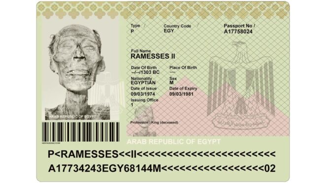 Passport of 3,000-year-old Mummy of Pharaoh Ramesses II Issued for Travelling to France for the necessary repair