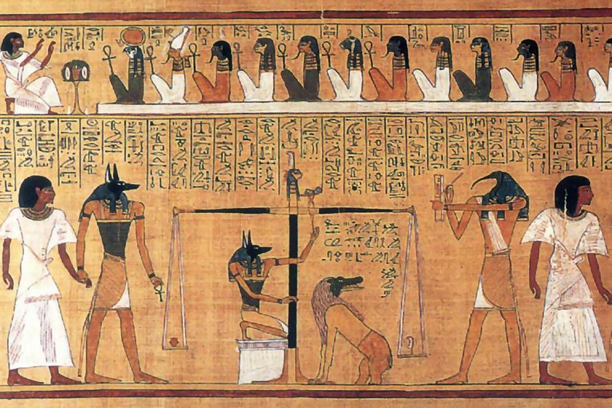 Judgement scene from the Book Of The Dead, the corpus of Egyptian funerary texts that the Book Of Two Ways predates.