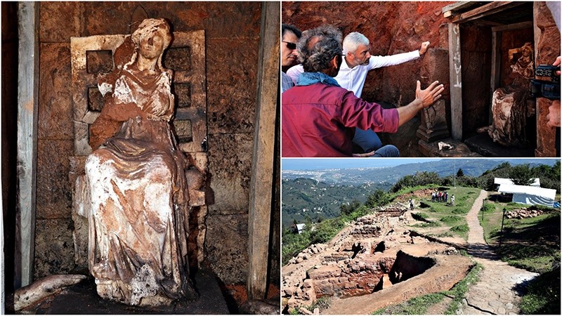 A 2,100-year-old statue of Cybele the Anatolian mother goddess unearthed in northwestern Turkey