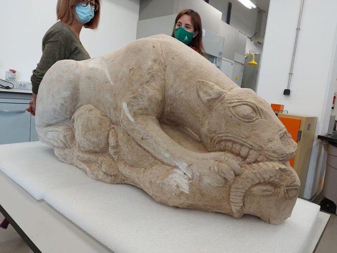 Spanish Farmer Finds 3,000 Years Old Lion Sculpture While Ploughing His Olive Grove