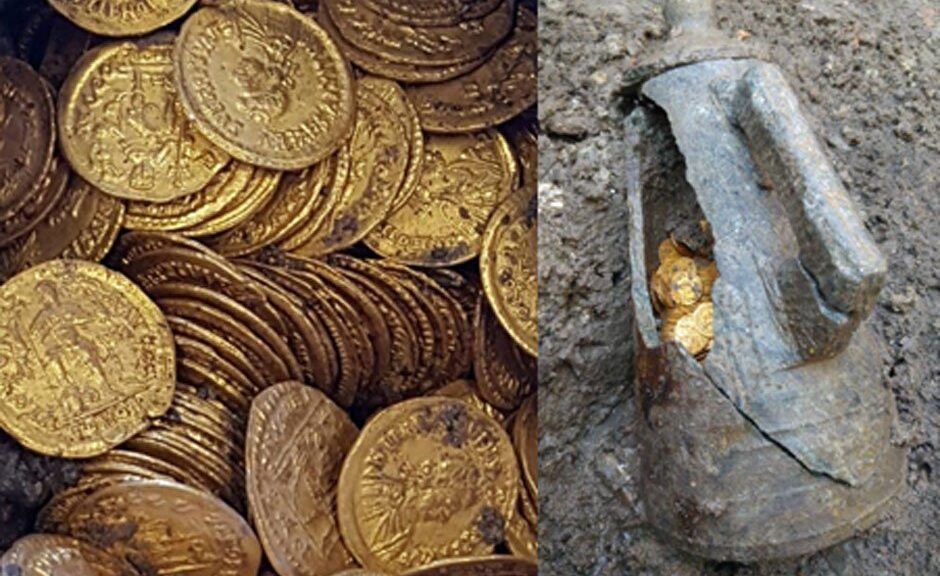 Roman treasure discovered by chance: Hundreds of ancient gold coins hidden for centuries