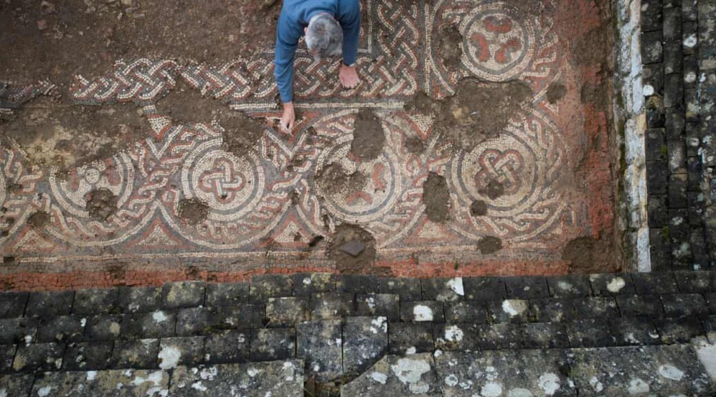 Stunning dark ages mosaic found at Roman villa in Cotswolds