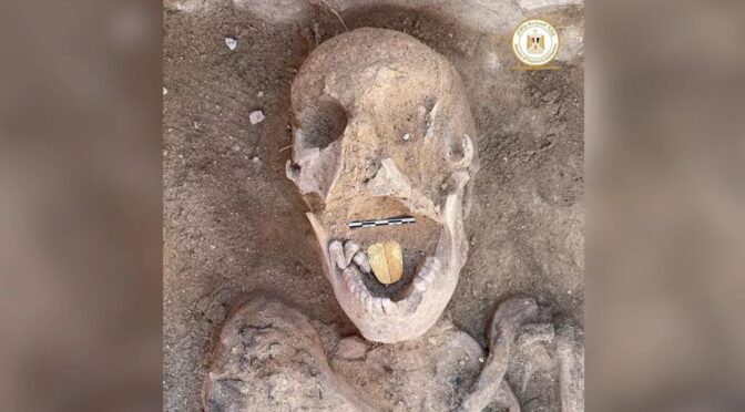 Ancient mummy with golden tongue found in Egypt