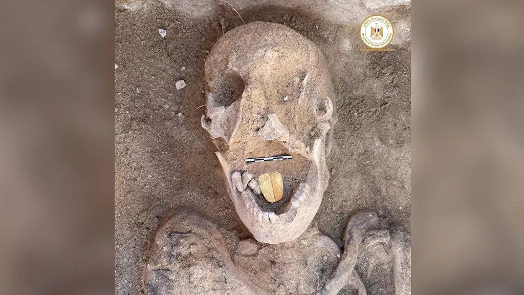 Ancient mummy with golden tongue found in Egypt