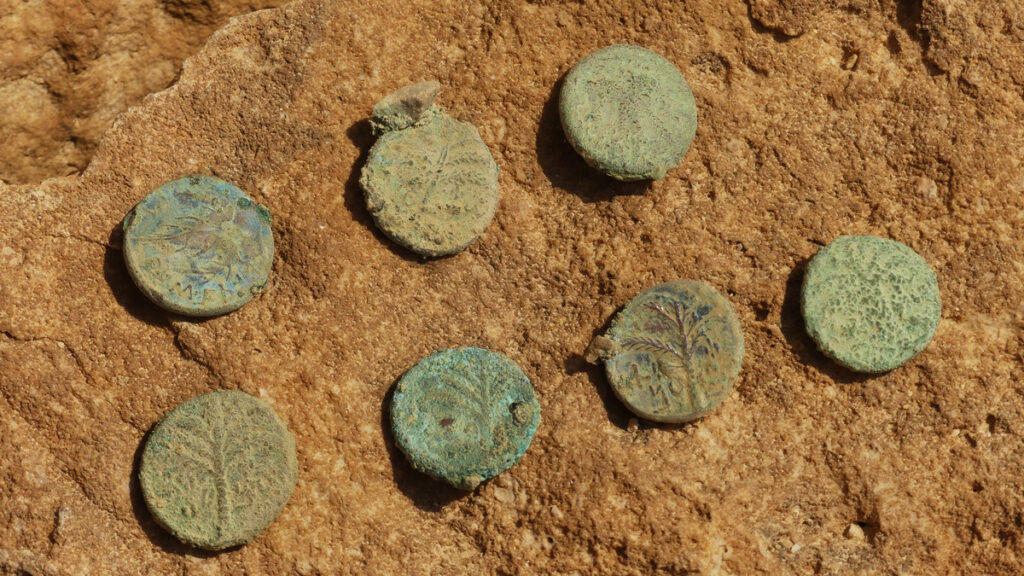 Cache of coins from the period of the Bar Kokhba revolt against Rome.