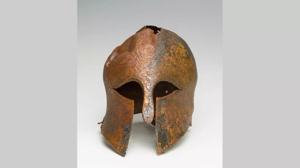 The ancient helmet was worn by a soldier in the Greek-Persian wars found in Israel