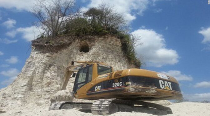Ancient Mayan pyramid destroyed in Belize by the construction company