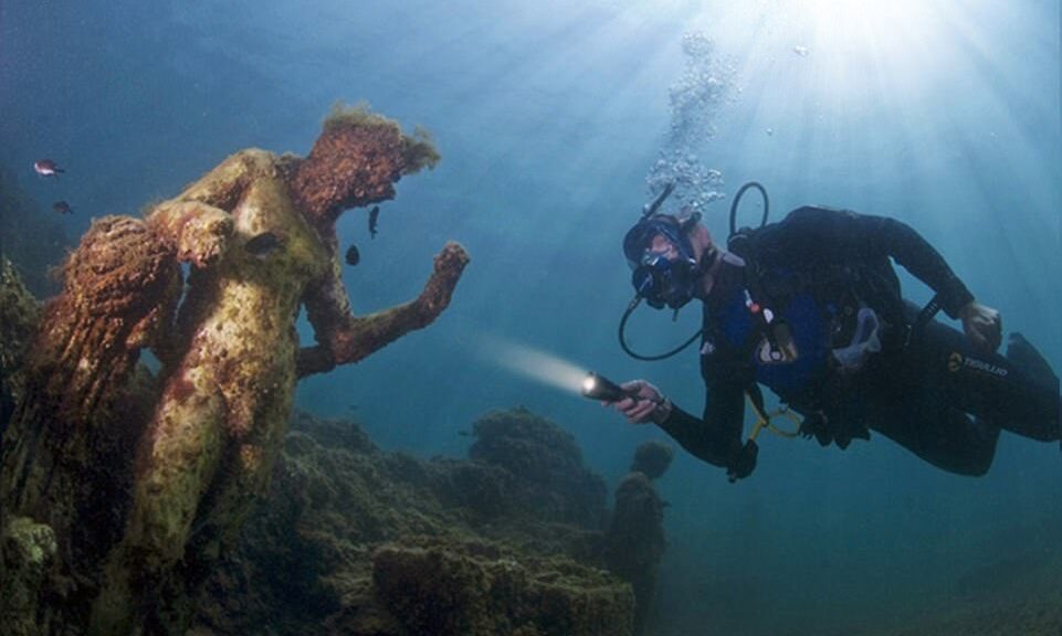 The sunken Roman city now lies beneath the waves off of Italy