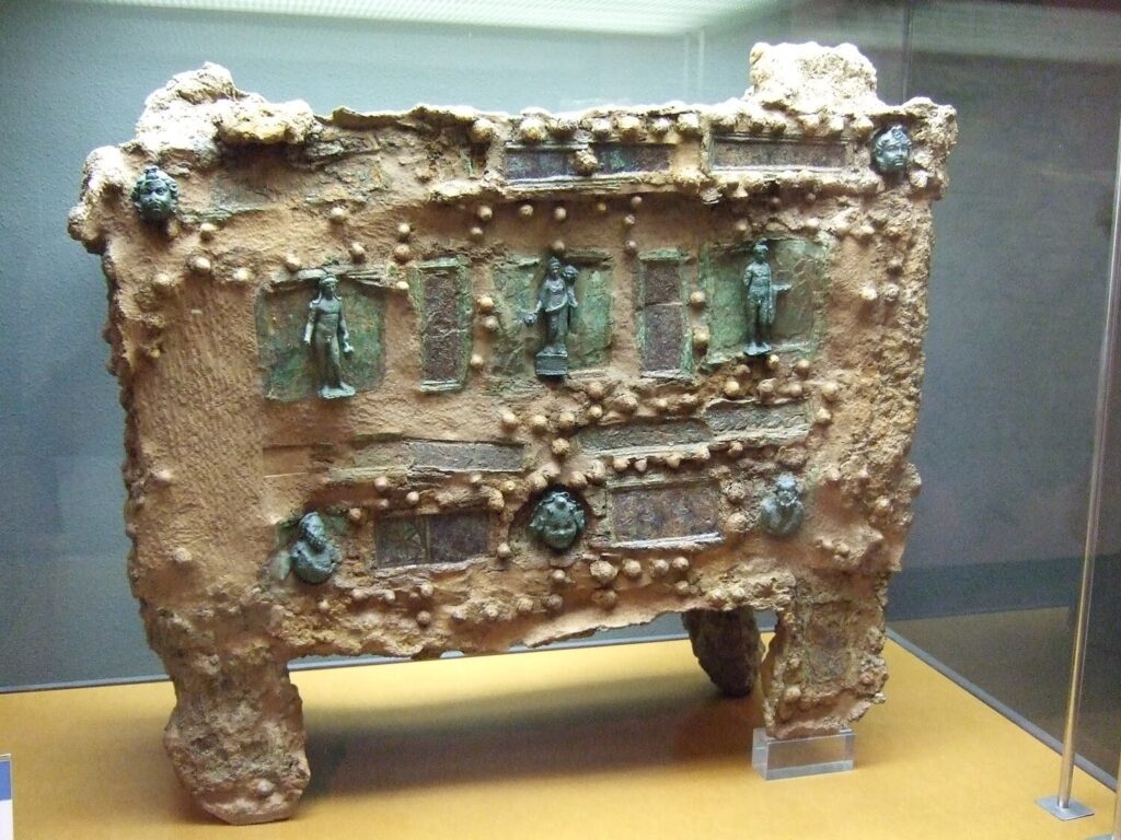 Remains of wooden safe excavated from the burned-out roman villa in Spain