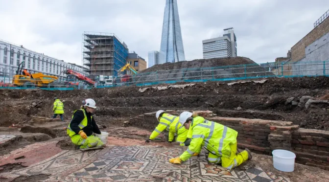 London’s largest Roman mosaic in 50 years discovered by archaeologists