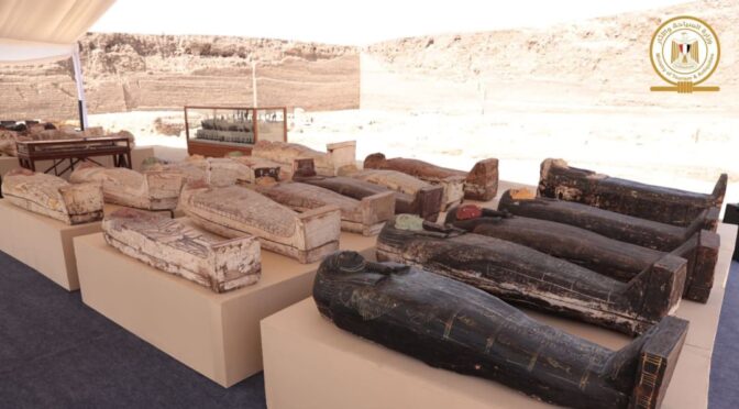 250 mummies in coffins among the latest discoveries from Egypt’s Saqqara treasure trove