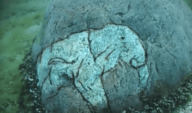 A Rock With Mastodon Carving Discovered At The Underwater Stonehenge Of Lake Michigan
