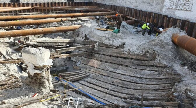 A medieval cargo ship unexpectedly found during construction work in Estonia