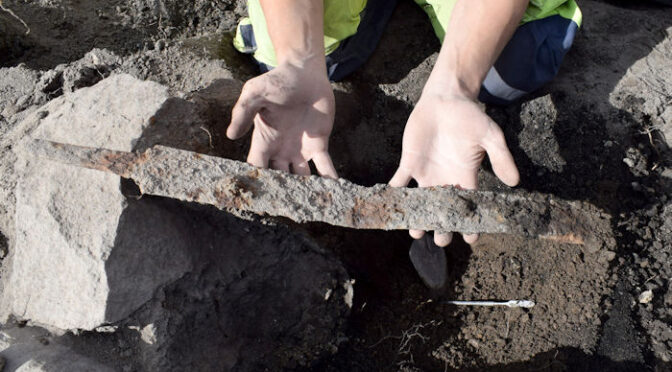 Unexpected Discovery Of Two Viking Swords In Upright Position In Sweden