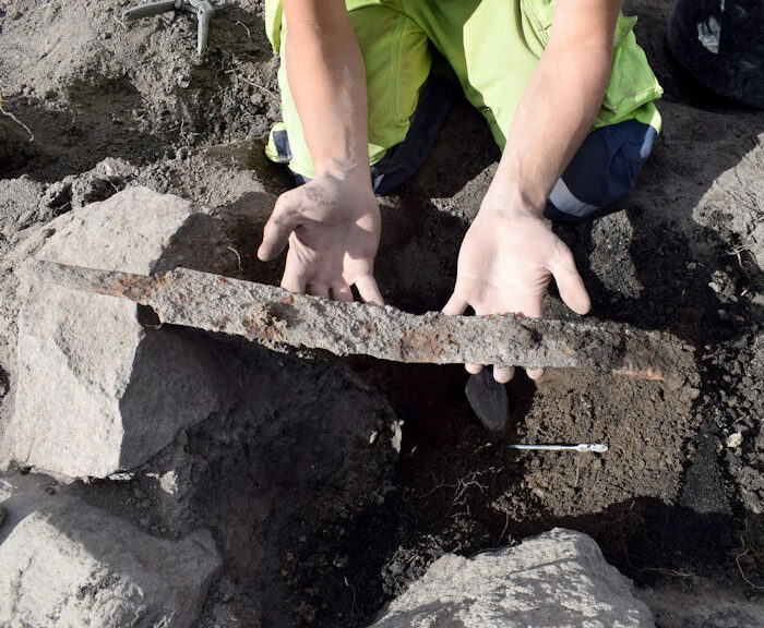 Unexpected Discovery Of Two Viking Swords In Upright Position In Sweden