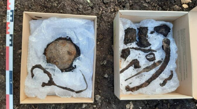 1,200-year-old Viking grave — with a shield and knives — found in a backyard in Norway