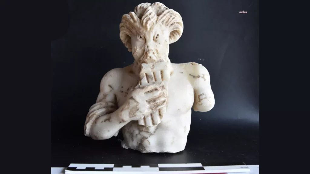 A broken pagan statue of the Greek god Pan was unearthed at early church ruins in Istanbul