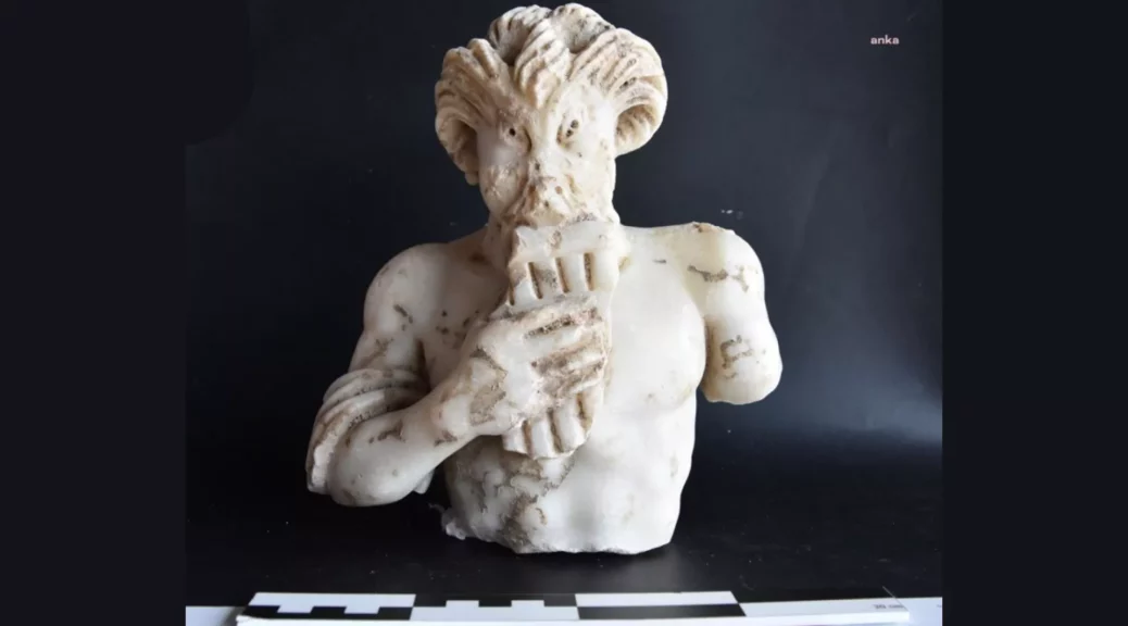 A broken pagan statue of the Greek god Pan was unearthed at early church ruins in Istanbul