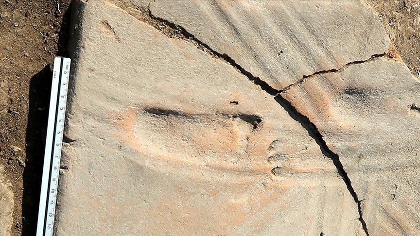 1300-year-old baby footprints found in excavations at the ancient city of Assos in western Turkey
